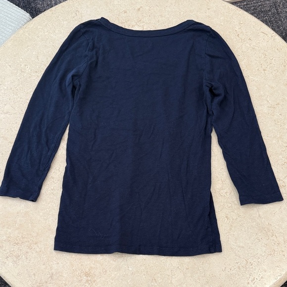 J. Crew navy blue 3/4 length Sleeve Tee - Picture 3 of 3